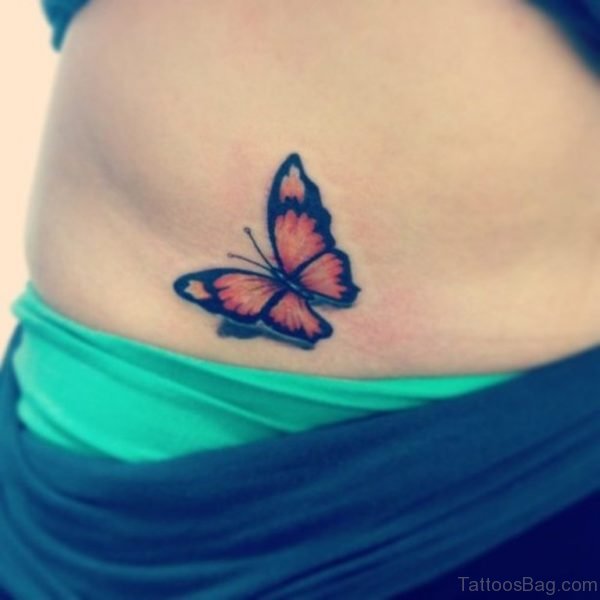 3D Butterfly Tattoo On Waist