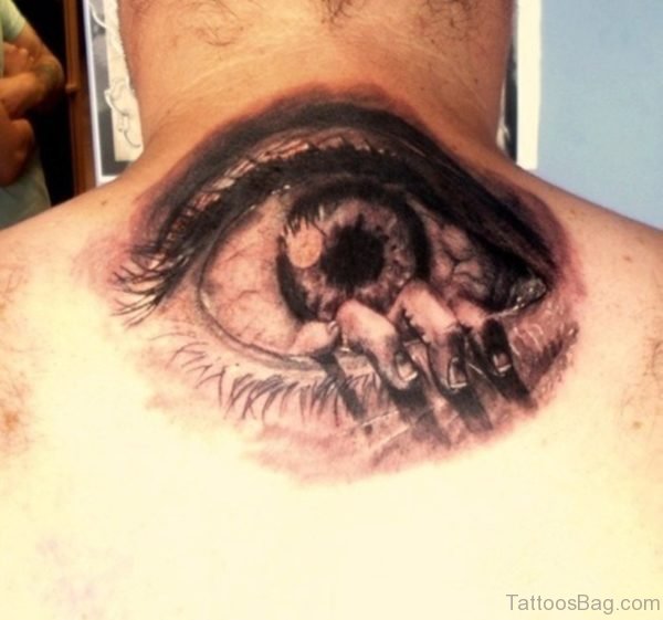3D Eye Tattoo On Nape