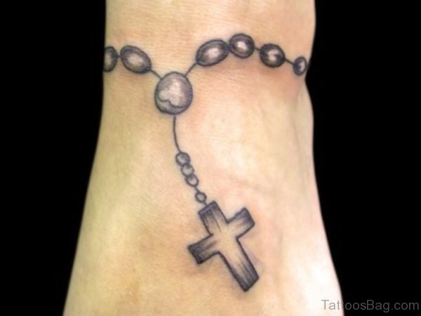 3D Grey Rosary Tattoo