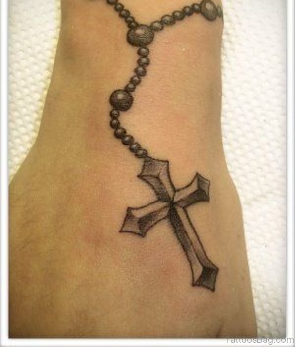 3D Rosary Tattoo On Ankle