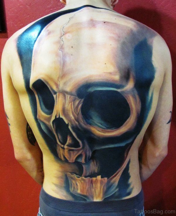 3D Skull Tattoo On Back