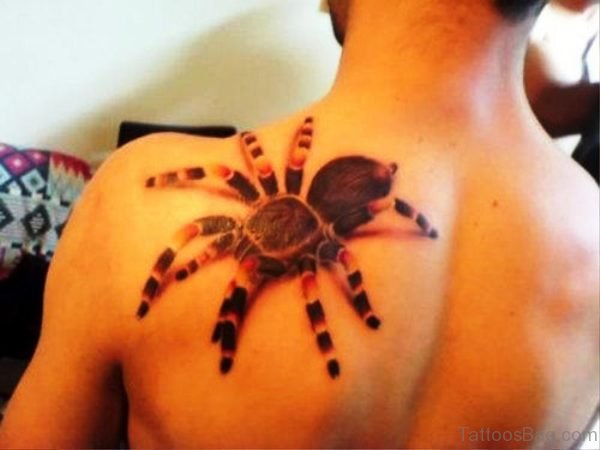 3D Spider Tattoo On Shoulder