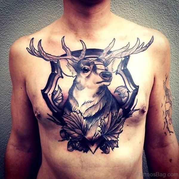 Adorable Buck Tattoo On Chest