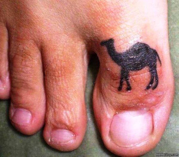 Adorable Camel Tattoo On Toe