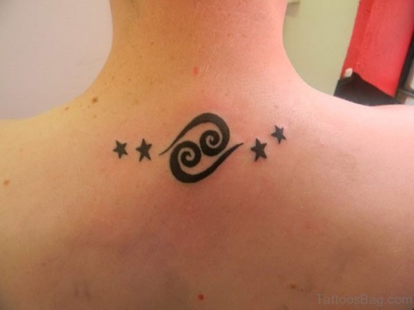 Adorable Cancer Neck Tattoo Design