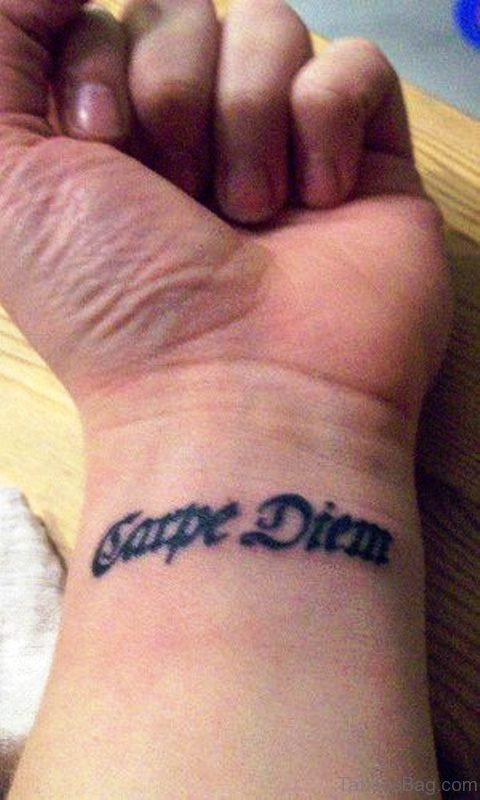 Adorable Carpe Diem Tattoo On Wrist