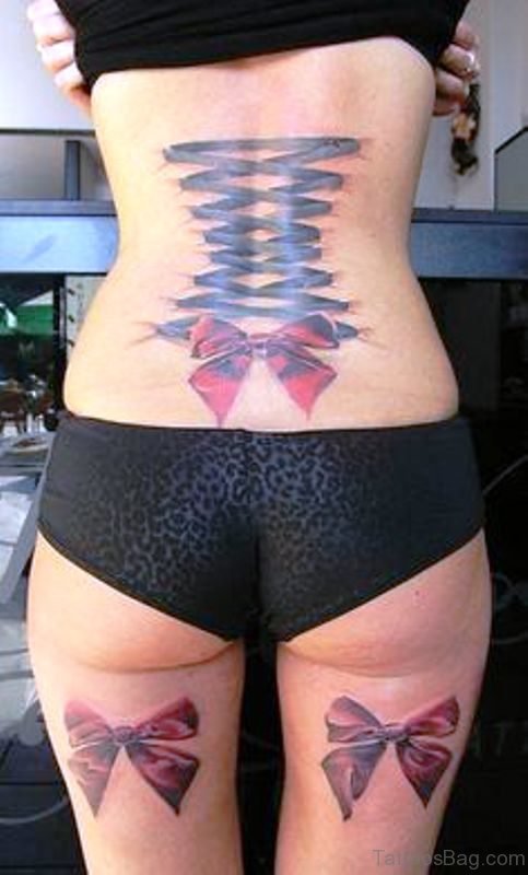 Adorable Corset Tattoo On Back