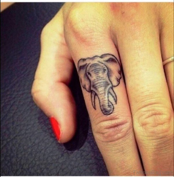 Adorable Elephant Tattoo On Finger