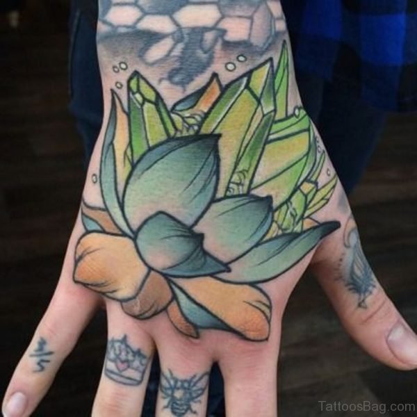 Adorable Lotus Tattoo on hand