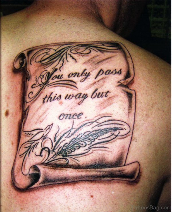Adorable Scroll Tattoo On Back