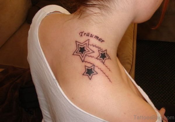 Adorable Stars Tattoo On Neck 