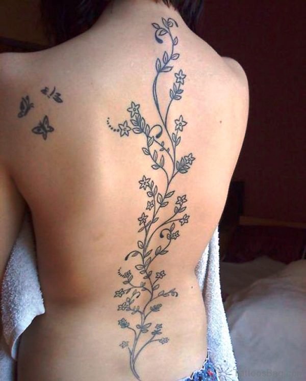 Adorable Vine Tattoo On Back