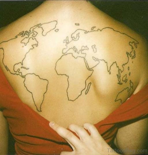 African Full Map Tattoo On Back Body