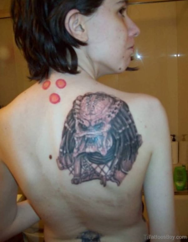 Alien Face Tattoo On Back