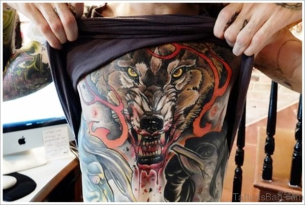 Alpha Wolf Tattoo On Chest Imahe