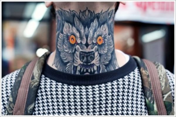 Alpha Wolf Tattoo On Neck