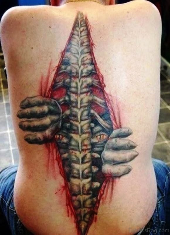 Amazing 3D Skeleton Tattoo On Back