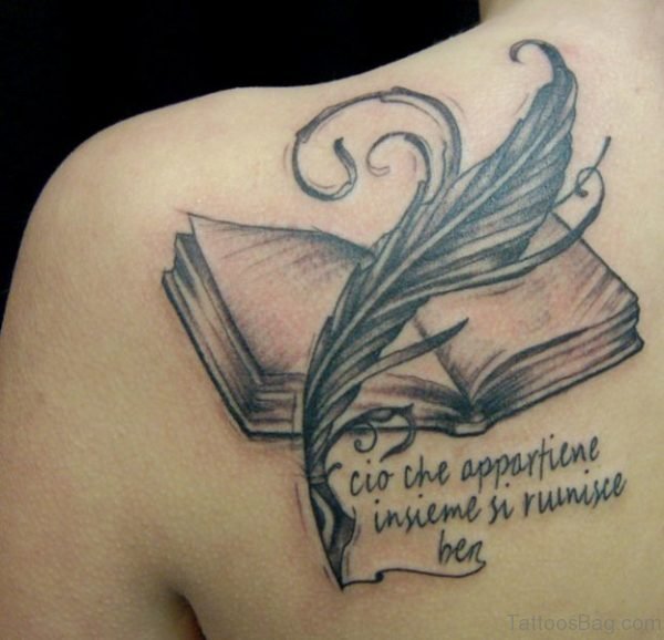 Amazing Book Tattoo On Shoulder