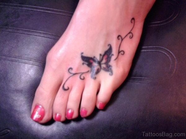 Amazing Butterfly Tattoo On Foot