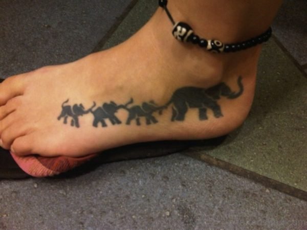 Amazing Elephant Tattoo On Foot