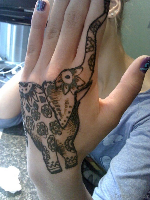 Amazing Elephant Tattoo On Hand 1