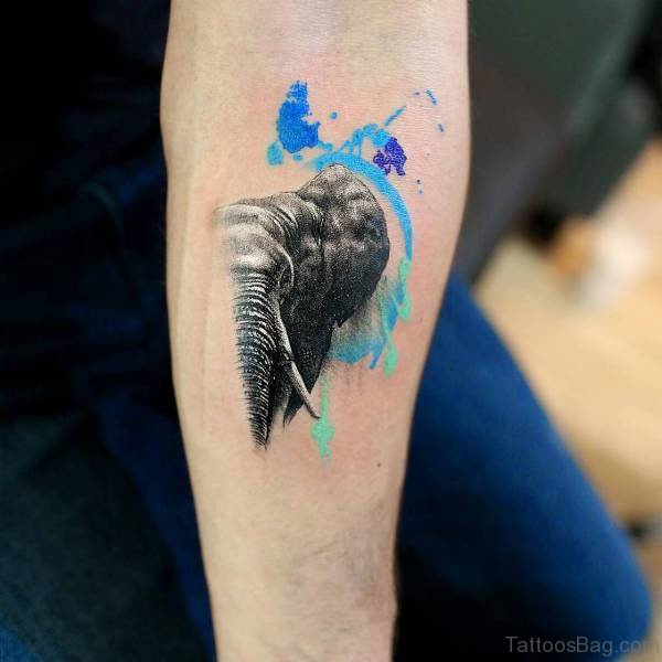 Amazing Forearm Elephant Tattoo