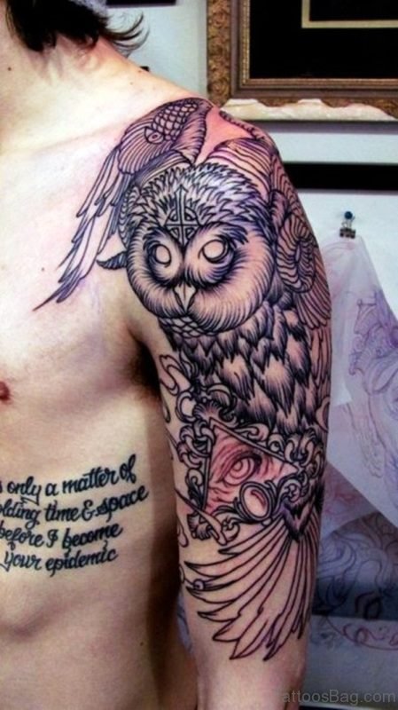 Amazing Owl Tattoo On Shoulder