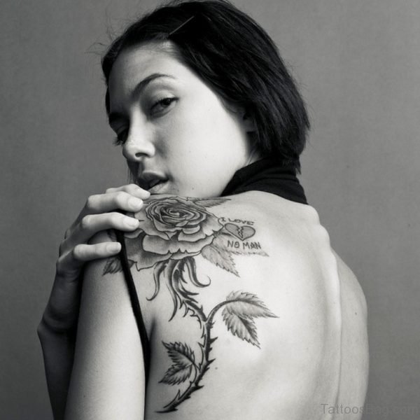 Amazing Rose Tattoo On Back