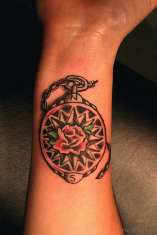 Amazing Rose Tattoo On Wrist 