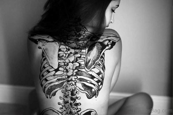 Amazing Skeleton Tattoo On Back