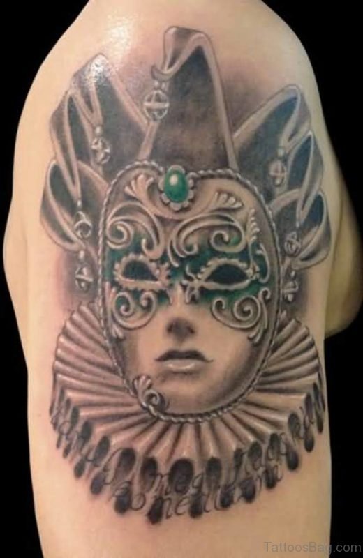 Amazing Venetian Mask Tattoo