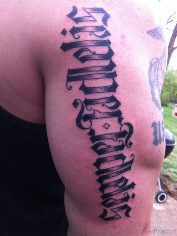 Ambigram Tattoo Design On Shoulder 