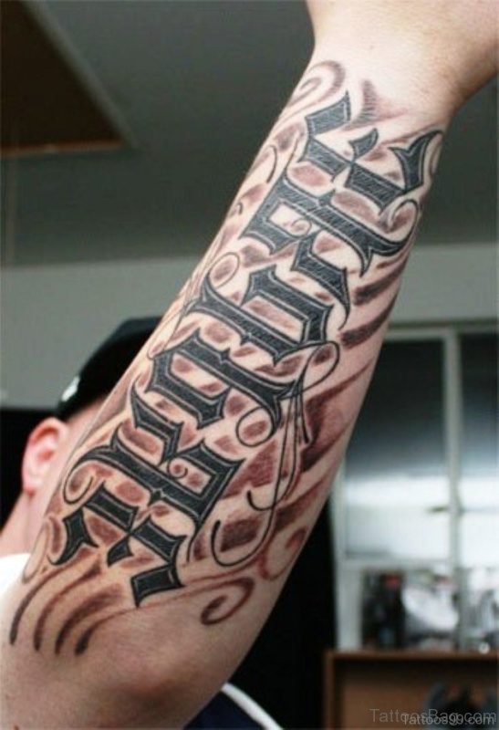 Ambigram Wording Tattoo On Arm 