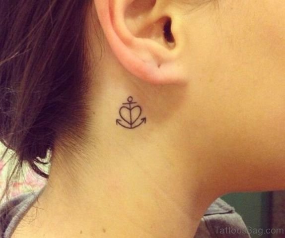 Anchor Heart Tattoo On Neck 