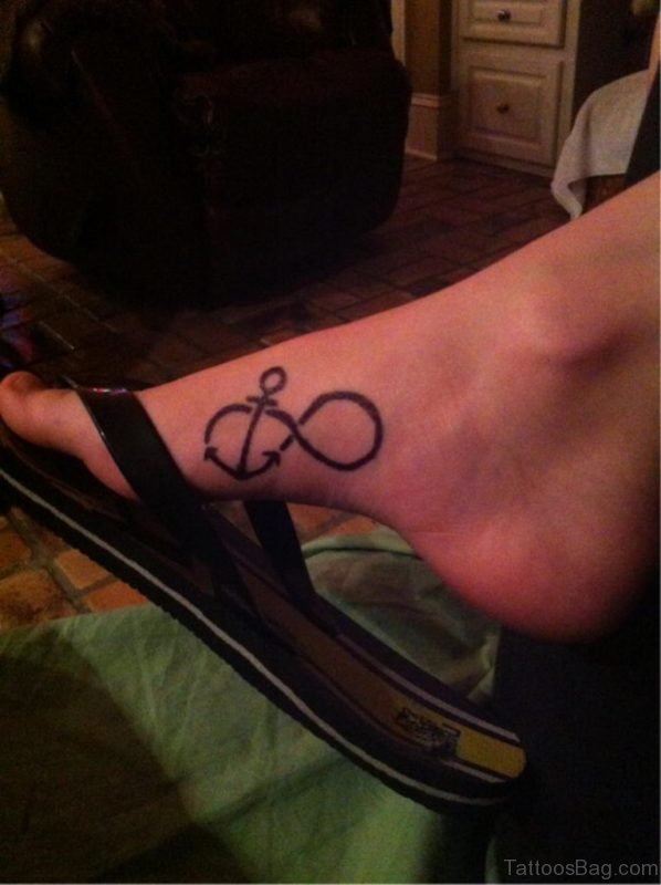 Anchor Infinity Tattoo On Foot