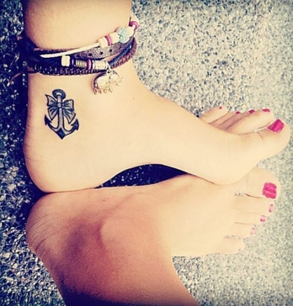Anchor Tattoo Design On Ankle 