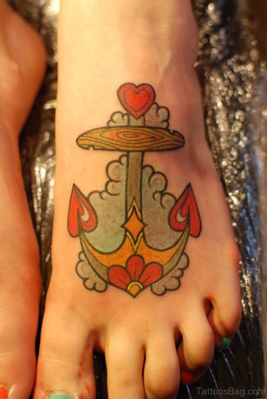Anchor Tattoo Design On Foot