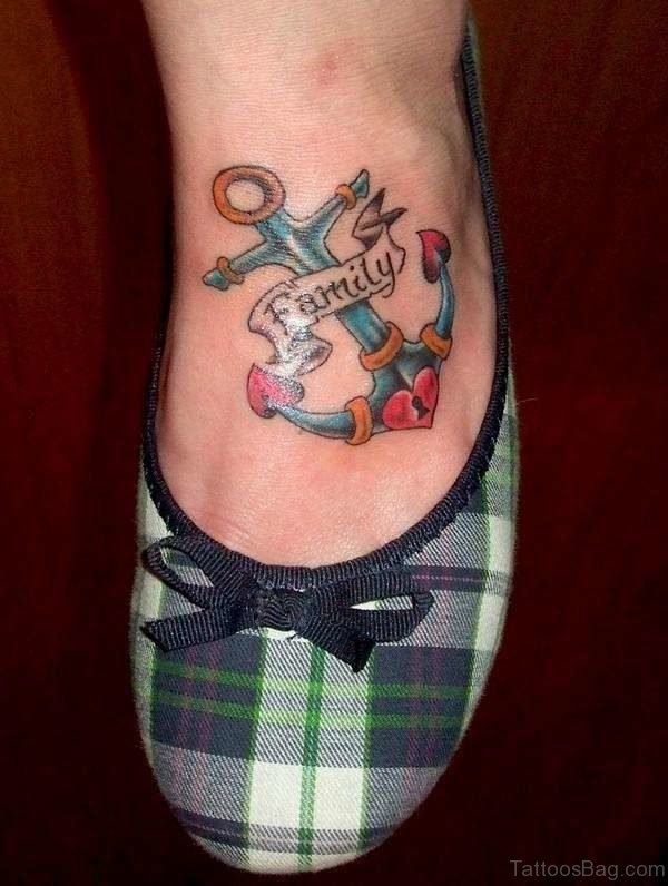 Anchor Tattoo On Foot 
