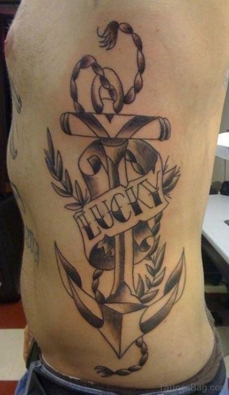 Anchor Tattoo On Rib 