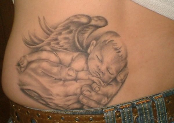 Angel Baby Tattoo On Waist