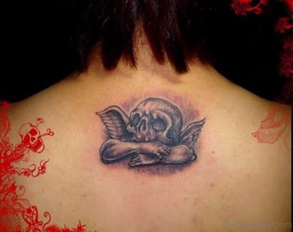 Angel Skull Tattoo for Girls Upper Back