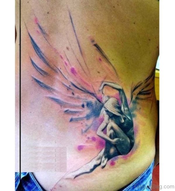 Angel Tattoo Design On Rib 