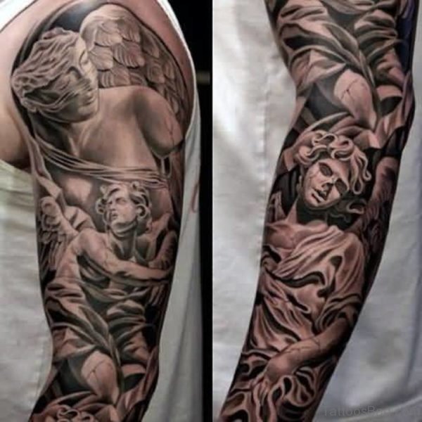 Angel Tattoo On Full Sleeve 