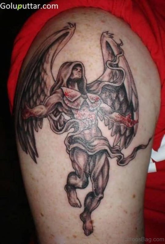 Angel Warrior Tattoo On Shoulder 