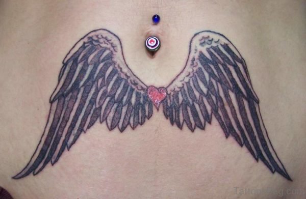Angel Wings Tattoo Design On Stomach 