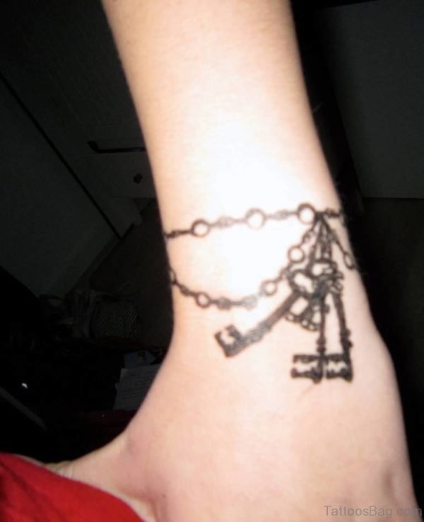 Ankle Lock Key Tattoo Design