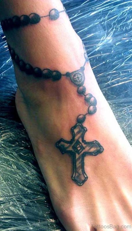 Ankle Rosary Tattoo Image
