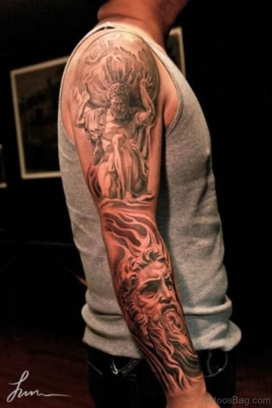 Apollo God Tattoo Design On Full Sleeve 