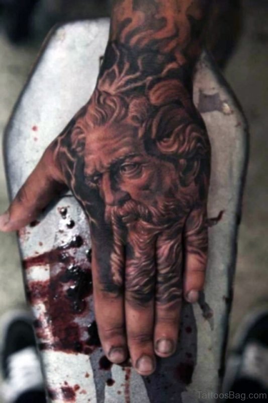 Apollo God Tattoo On Hand 
