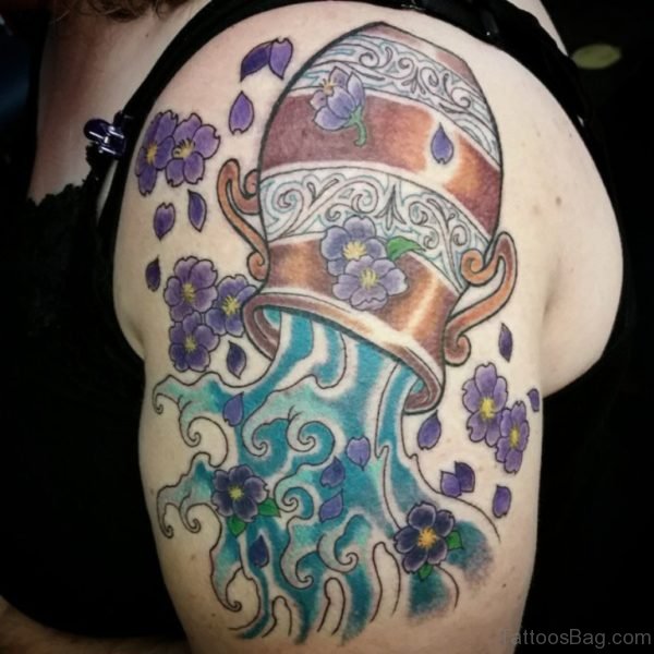Aquarius Tattoo For Shoulder